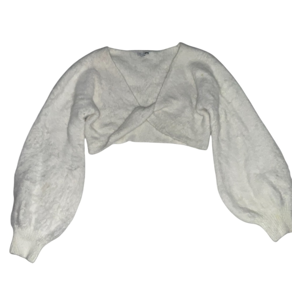Fashion Nova Cream Textured cropped Sweater